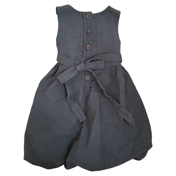 Neige Toddler Girl Charcoal Bubble Hem Pinafore Dress – Vintage Classic Style 5T - Picture 3 of 5